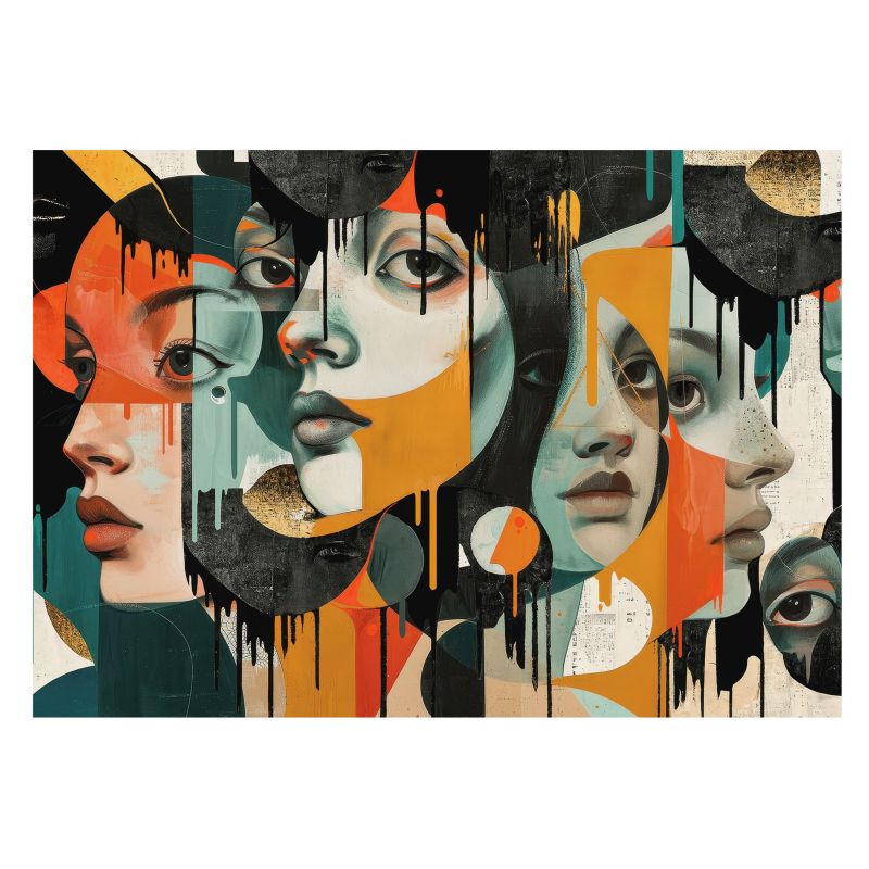 Stylowa Tapeta Ścienna Wallfluent 312x250 cm Kolorowe twarze Dla Miłośników Natury I Wiosennych Scenerii 1 szt.