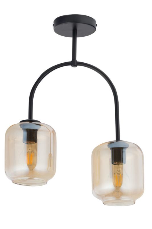 Lampa sufitowa wisząca Sigma Lighting Shine 5364 czarno-bursztynowy dekoracyjna 2xE27 x 1 szt.