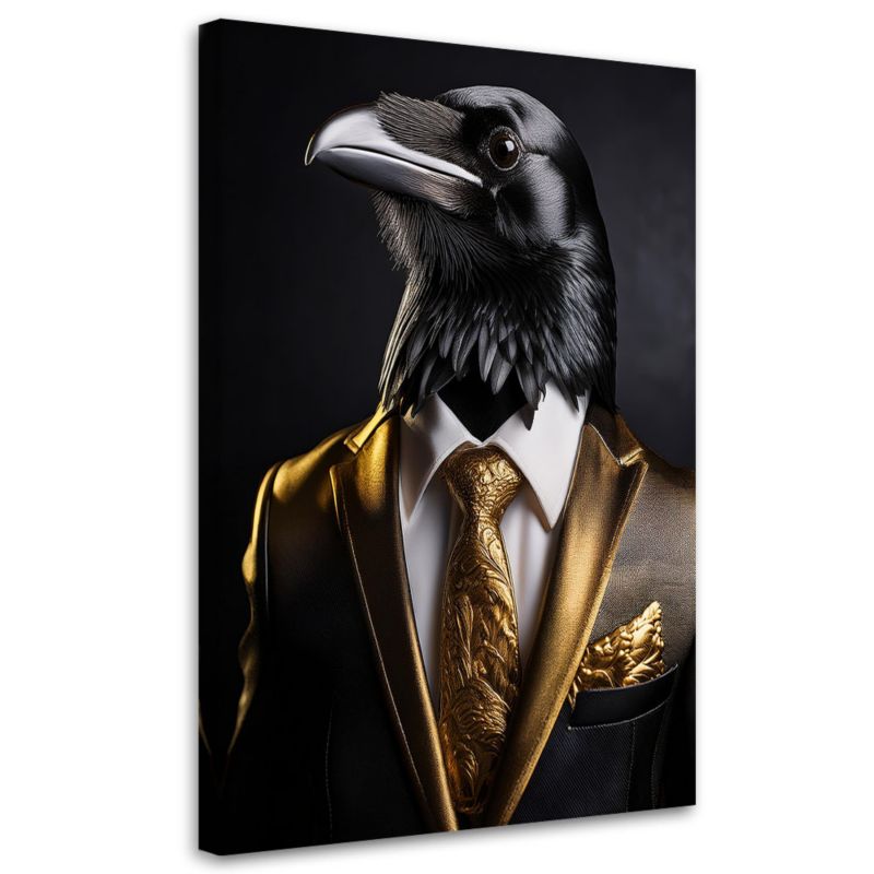 Obraz do salonu Feeby Ptak Czarny Kruk w garniturze 60x90cm 1szt