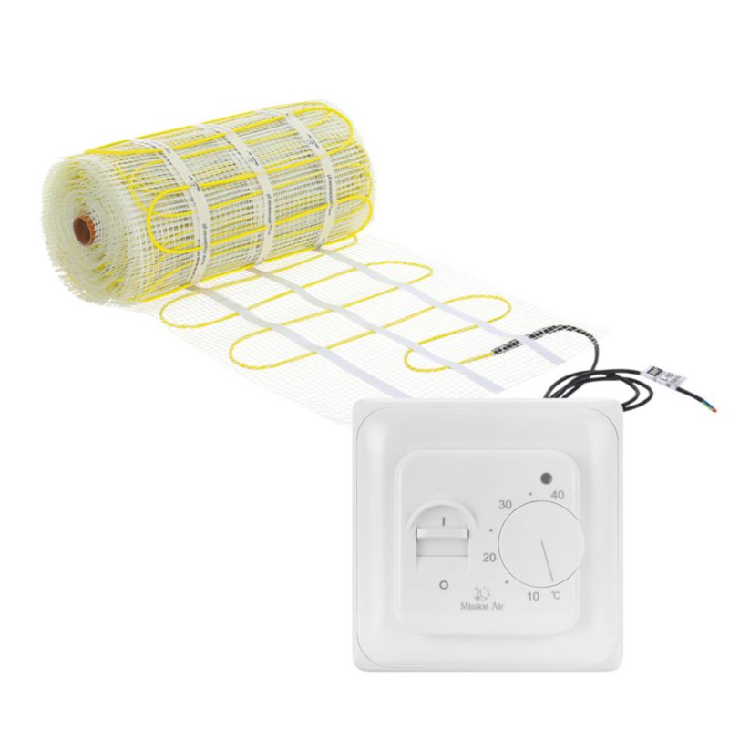 Zestaw mat grzewczych pod płytki Mission Air MA-160 8m² + Aries Biały 1szt
