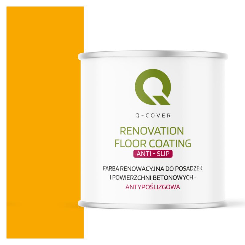 Farba Antypoślizgowa do Posadzek i Powierzchni Betonowych Renowacyjna Q-Cover Żółty Sygnałowy RAL1003 2.5L