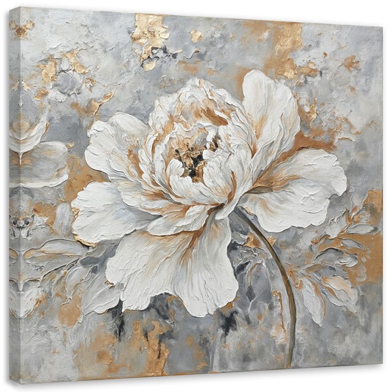 Obraz na płótnie Feeby Róża Kwiat Srebrny Złoty 60x60cm 1szt