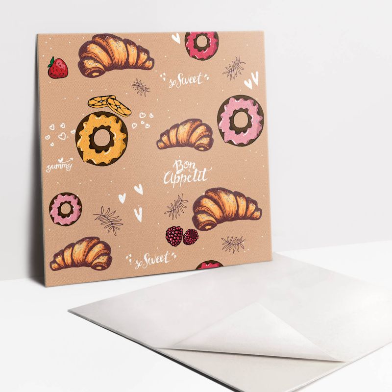 Kafelki samoprzylepne Tulup 30x30 cm Słodycze rogalik i donut 9 szt.
