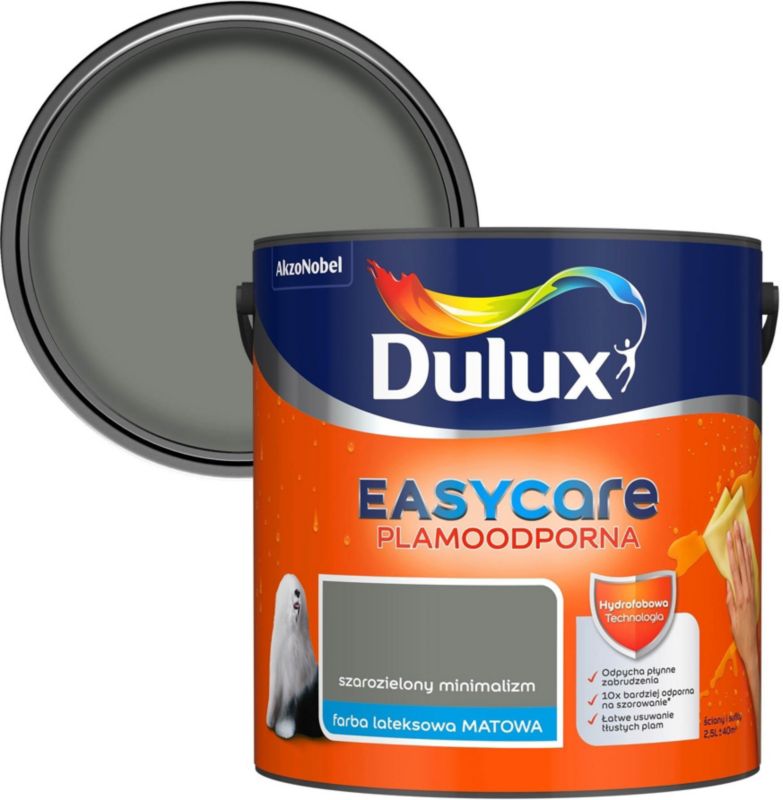 Farba plamoodporna Dulux EasyCare szarozielony minimalizm 2,5 l