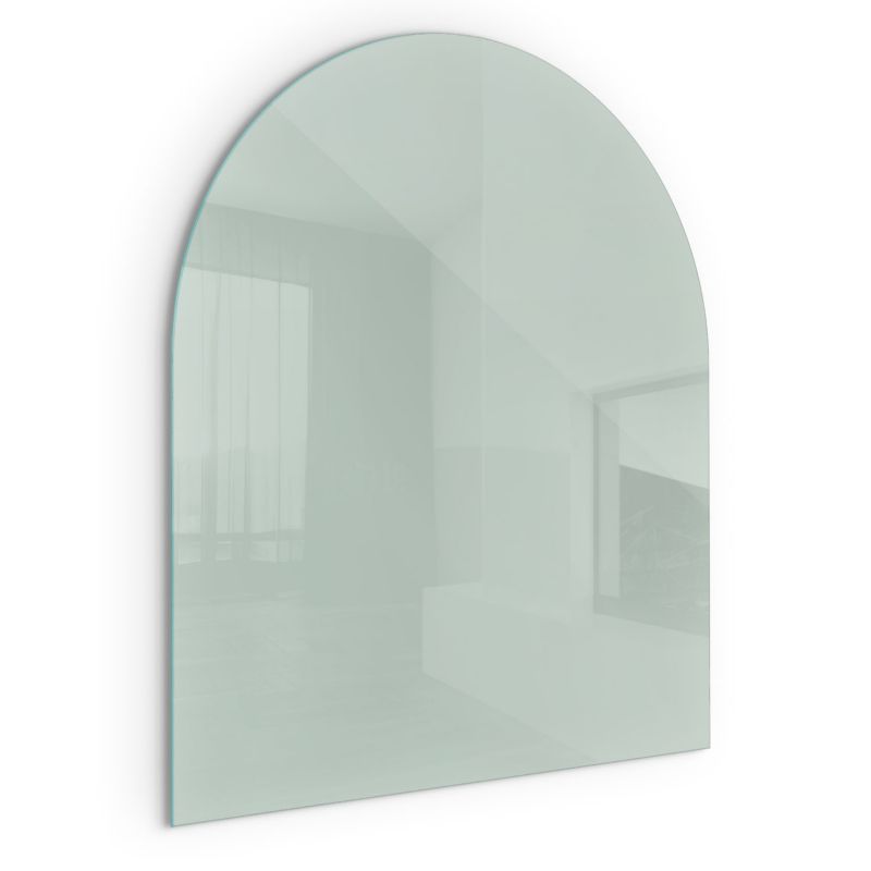 Szklana Podkładka Pod Kominek Półowalny Wallfluent 80x70 cm Jasny zielony akcent 1 szt.