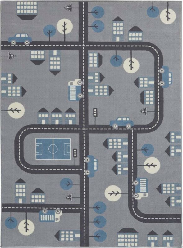 Dywan Hanse Home dziecięcy uliczki 120x170cm ,szaro niebieski z miękkim włosiem 1 szt.