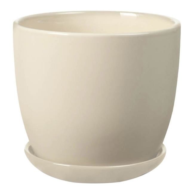 Doniczka z podstawką 13 cm kremowa