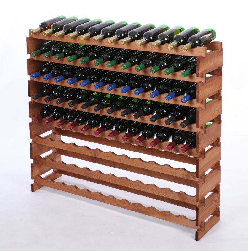 Stojak na wino MODO24 regał modułowy na butelki 8 leżni x 12 butelek montaż bez narzędzi impregnacja brązowa 1 szt.