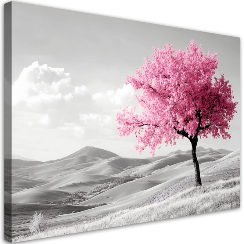 Obraz na płótnie Feeby Różowe Drzewo Pejzaż 120x80cm 1szt