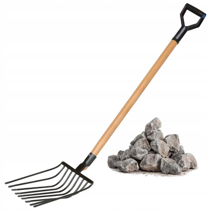 Widły Gable KADAX Do Kamieni Tłucznia 9 Zębne metalowe Ogrodowe Solidne 129cm 1szt.