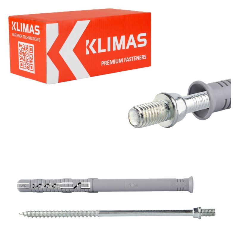 Kołki dwugwintowe Klimas KPD Stalowe Ocynkowane 12x160 mm 25szt