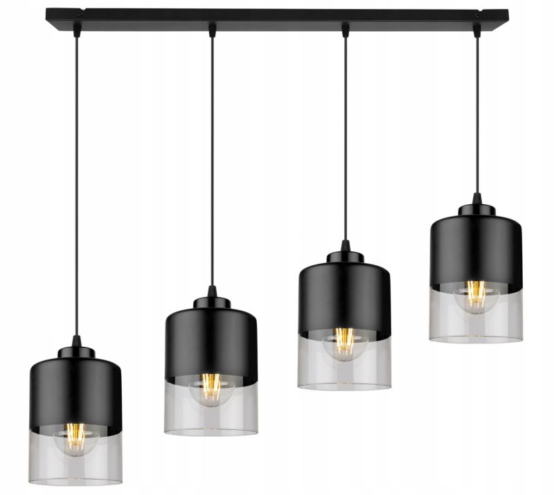 Lampa sufitowa wisząca Light Home LH Roma klosz szklany 4x E27 60W czarny 1szt.