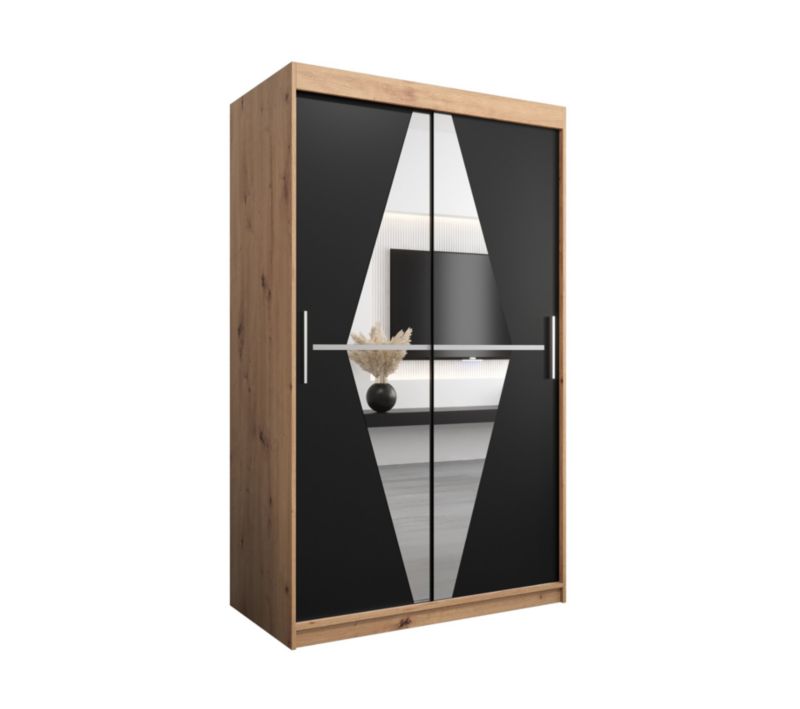 Szafa przesuwna Garderoba Abiks BOLIWIA 120 dąb artisan + czarny mat 1 szt.