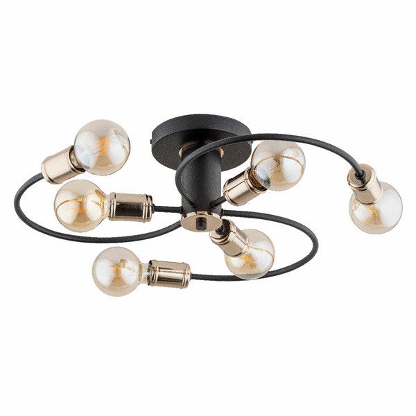 Lampa sufitowa Alfa SAMBA czarna-stare złoto 6xE27x15W wym:16x51x51cm IP20 -1 szt.