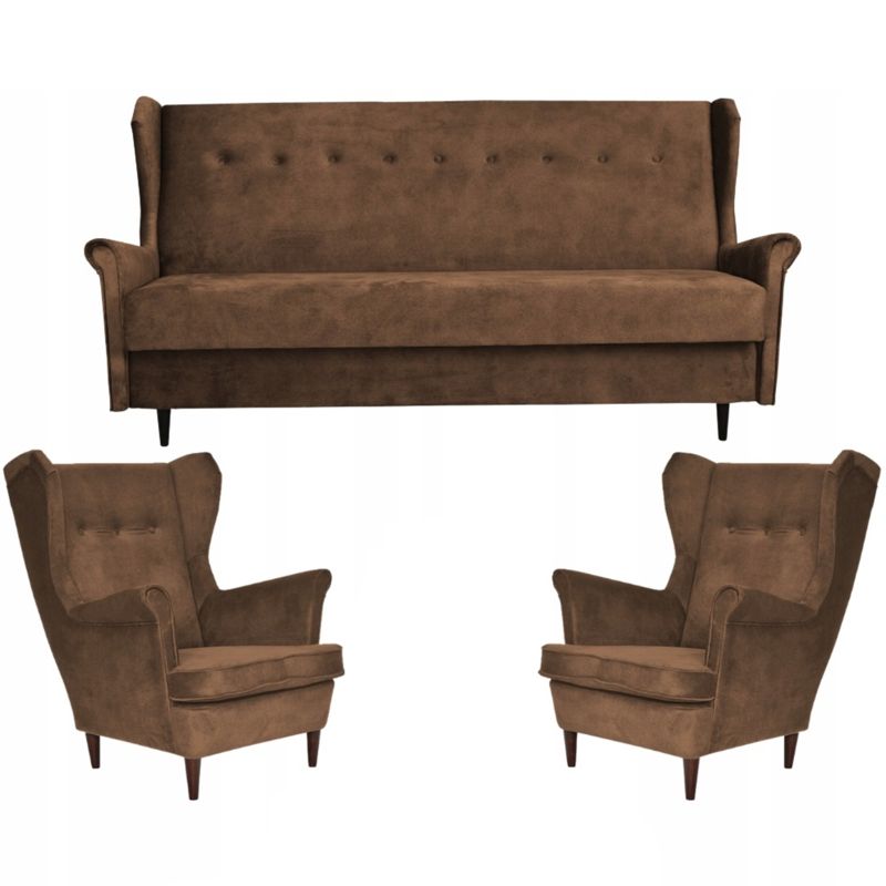 Komplet wypoczynkowy do salonu rozkładany Family Meble ARI brązowy 1szt