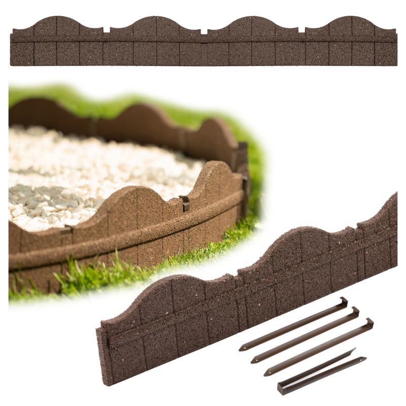 Obrzeże trawnikowe ogrodowe 118x2,5x15,25 cm Carolina Multy Home z zestawem montażowym brązowe 1 szt