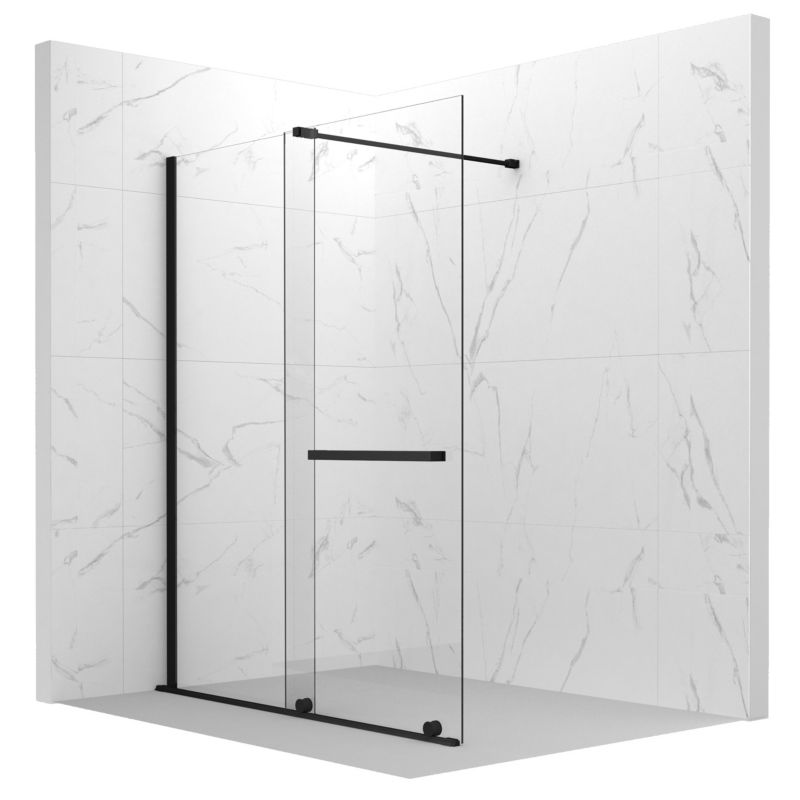 Ścianka prysznicowa SEVANTE ERIS 100x195 Walk-In przesuwna czarna 1 szt.