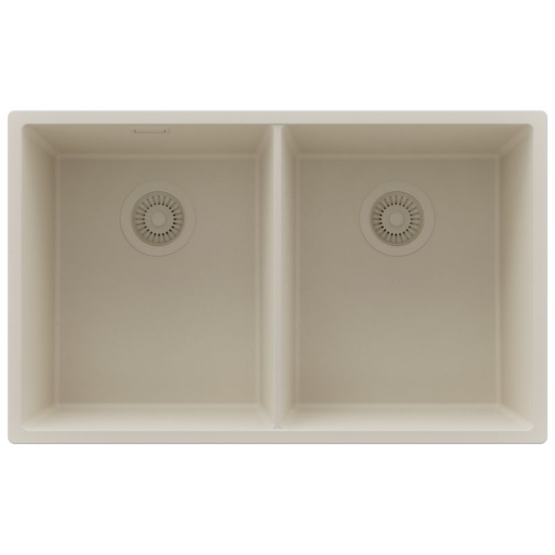 Zlewozmywak Londyn Slim Twin PRIMAGRAN Nablatowy 76x47cm do szafki od 80cm, Beżowy + Syfon, S010, 1 szt.