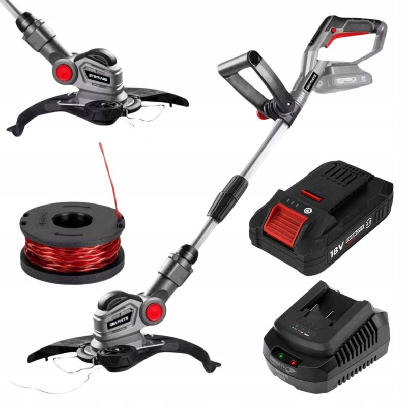 Podkaszarka na żyłkę z akumulatorem 4 Ah i ładowarką GRAPHITE szerokość koszenia 280mm 1 kpl