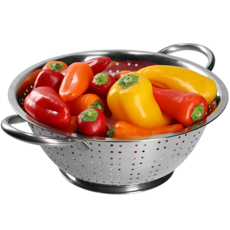 Durszlak KADAX Cedzak Sitko Głęboki Stal Nierdzewna Kuchenny Z Uchwytami Srebrny 1 szt.