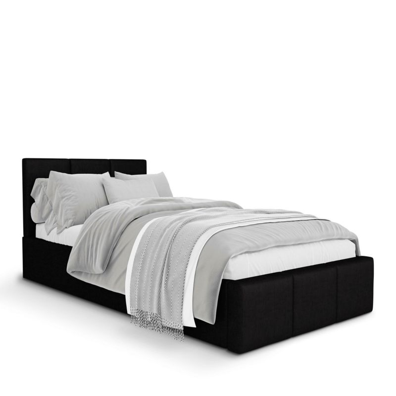 Łóżko Muralo Tapicerowane z Pojemnikiem Czarne 90x200 cm 1szt.