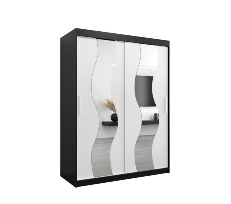 Szafa przesuwna Abiks SEWILLA 150 czarny mat + biały mat 1 szt.