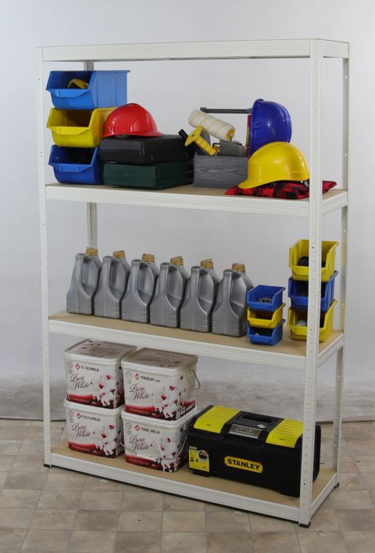 Regał metalowy MODO24 magazynowy garażowy biały helios 180x180x40cm 4 półki po 275 kg 1 szt.