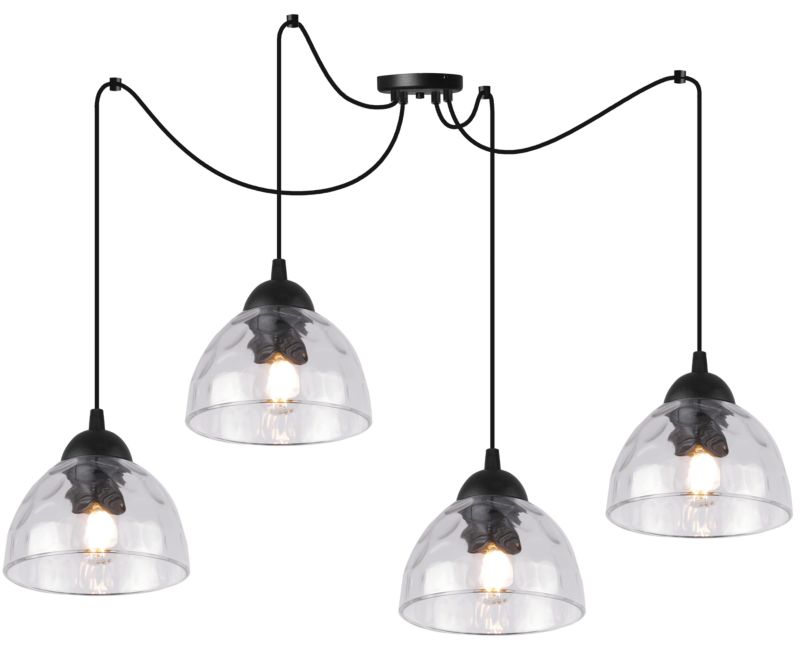 Lampa sufitowa wisząca Light Home LH Pająk Venice 4x E27 60W klosz bezbarwny 1szt.