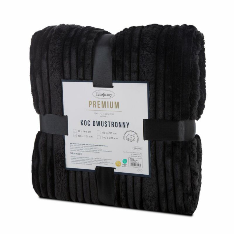 Koc NINA Eurofirany z efektem 3D 150x200 cm czarny miękki gruby 1 szt.