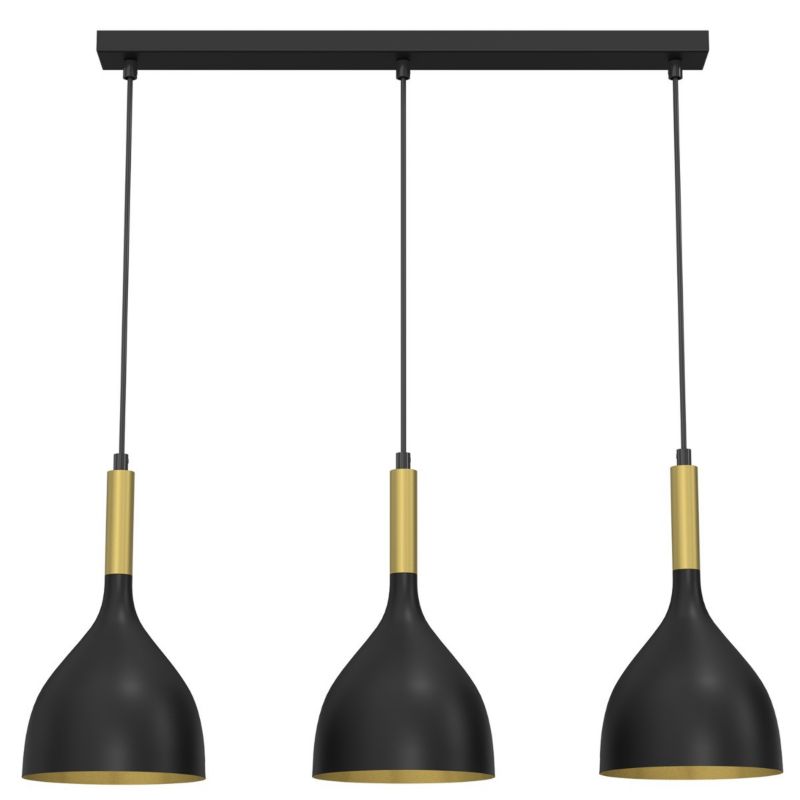 Lampa wisząca Luminex Noak czarny matowa-złoty mat wym: 110 x 72 x 17 cm 3xE27 x 15W 1 szt.