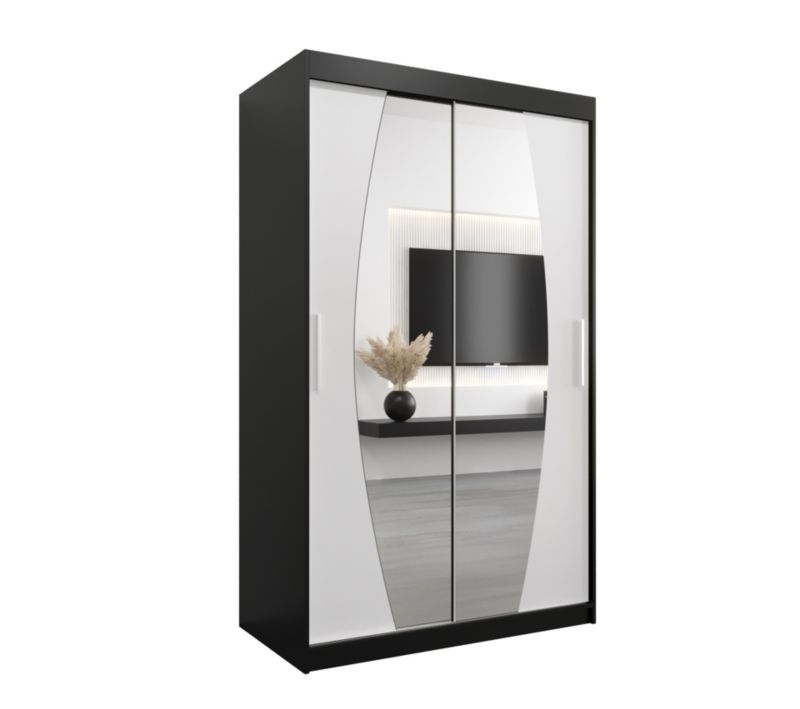 Szafa przesuwna Garderoba Abiks ELYPSE 120 czarny mat + biały mat 1 szt.