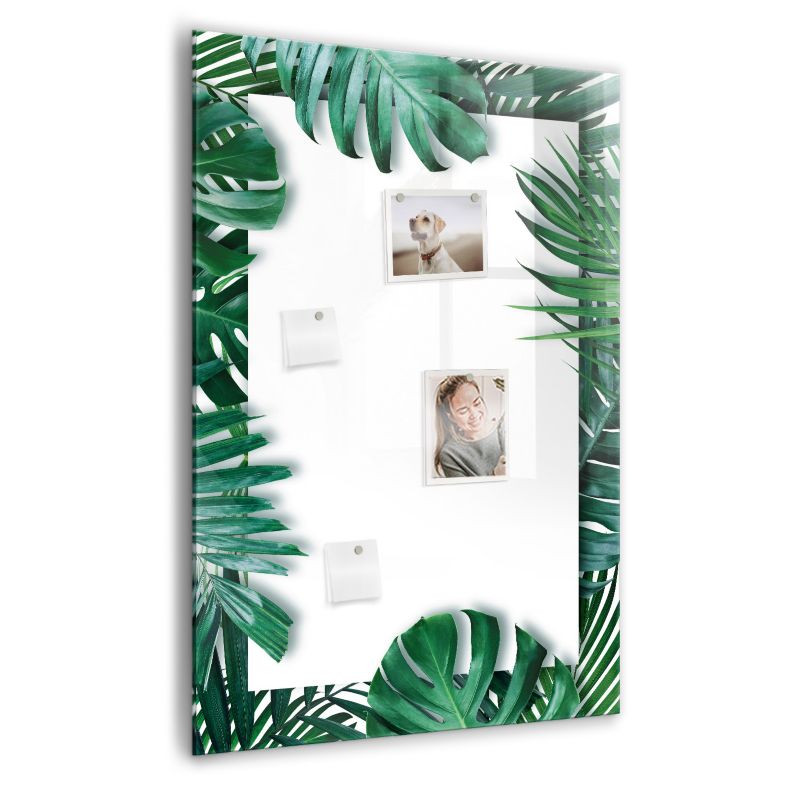 Szklana tablica magnetyczna Wallfluent 70x100 cm Ramka monstery Czarny marker 1 szt.