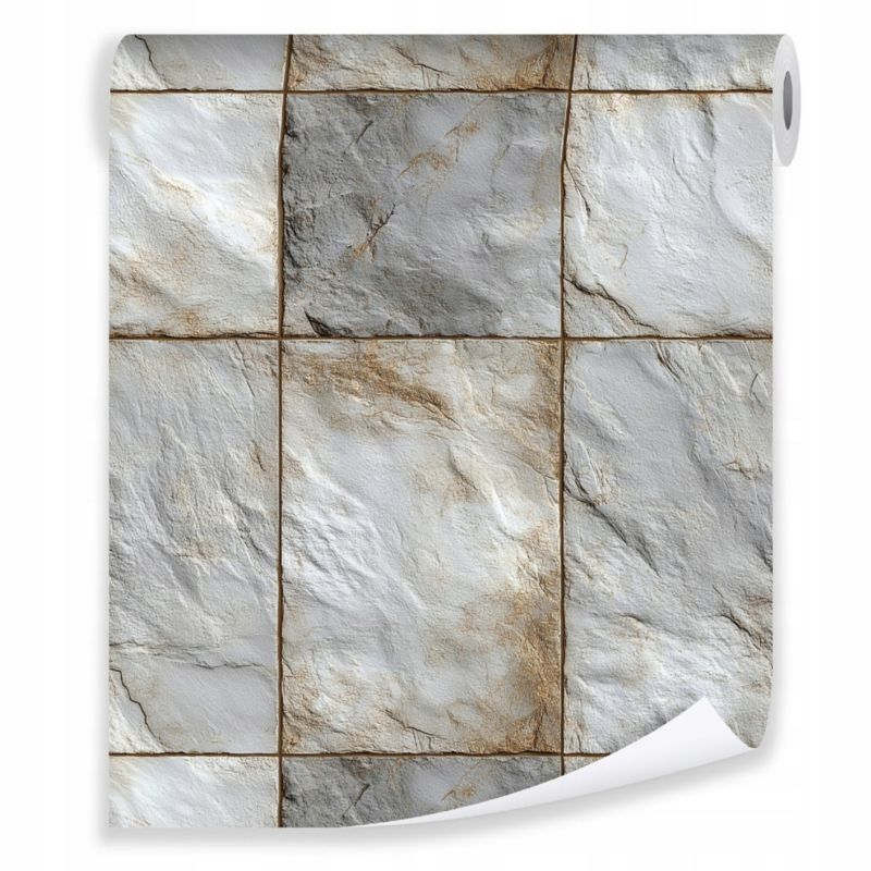 Tapeta WALLARENA Do Sypialni Salonu Na Flizelinie Kamień Mur Cegła Beżowy 50x1000 cm T15763VE 1 szt.