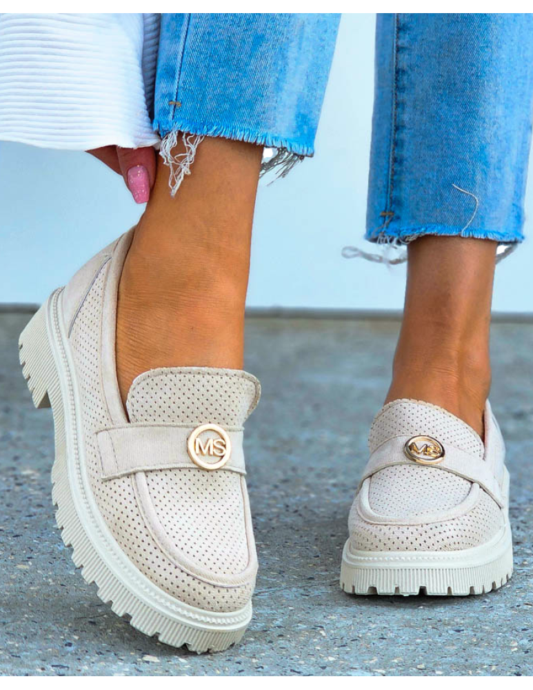 Beżowe Mokasyny Na Grubej Podeszwie She Is My