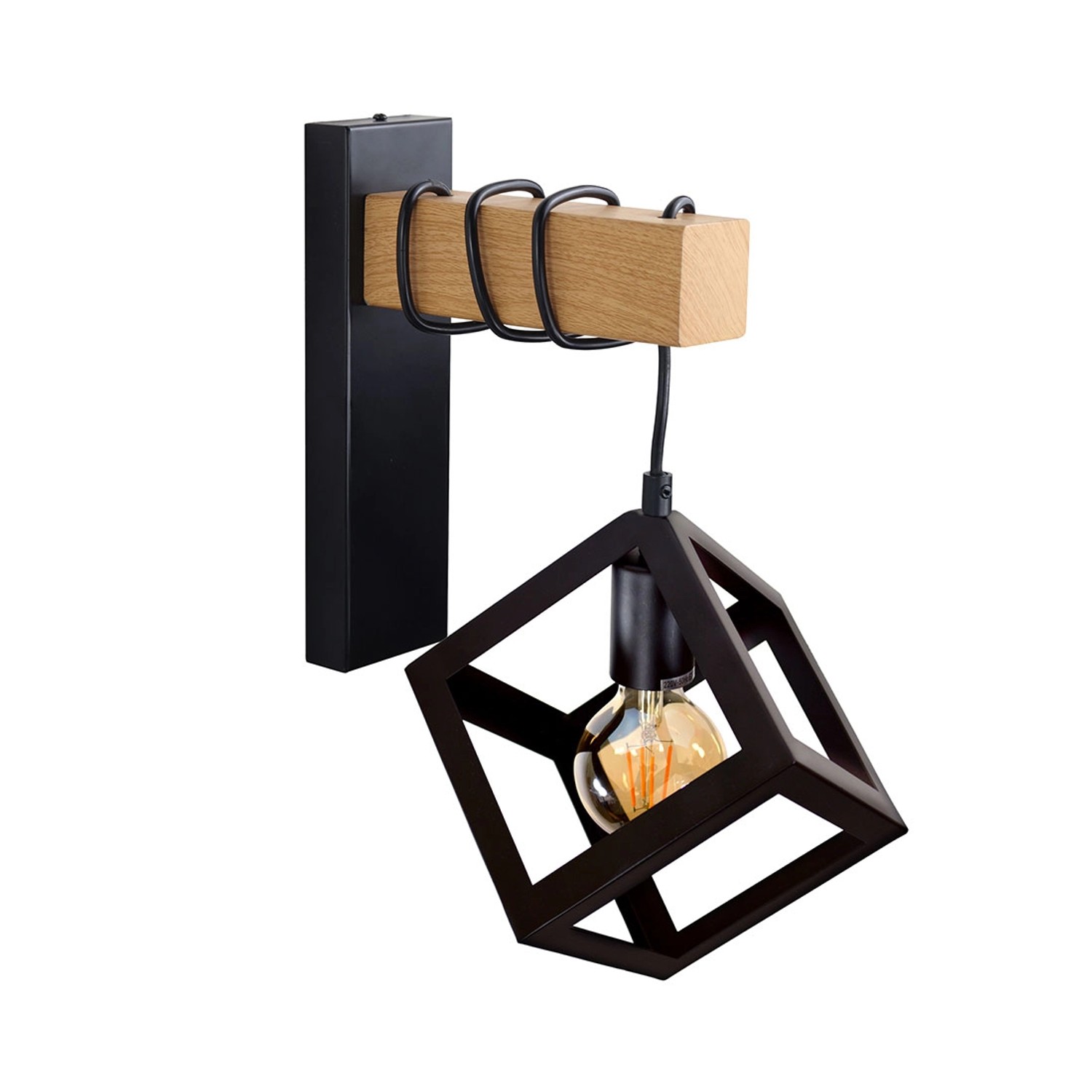 Goldlux Kinkiet SWEDEN WOOD czarno-brązowy 1x20W E27