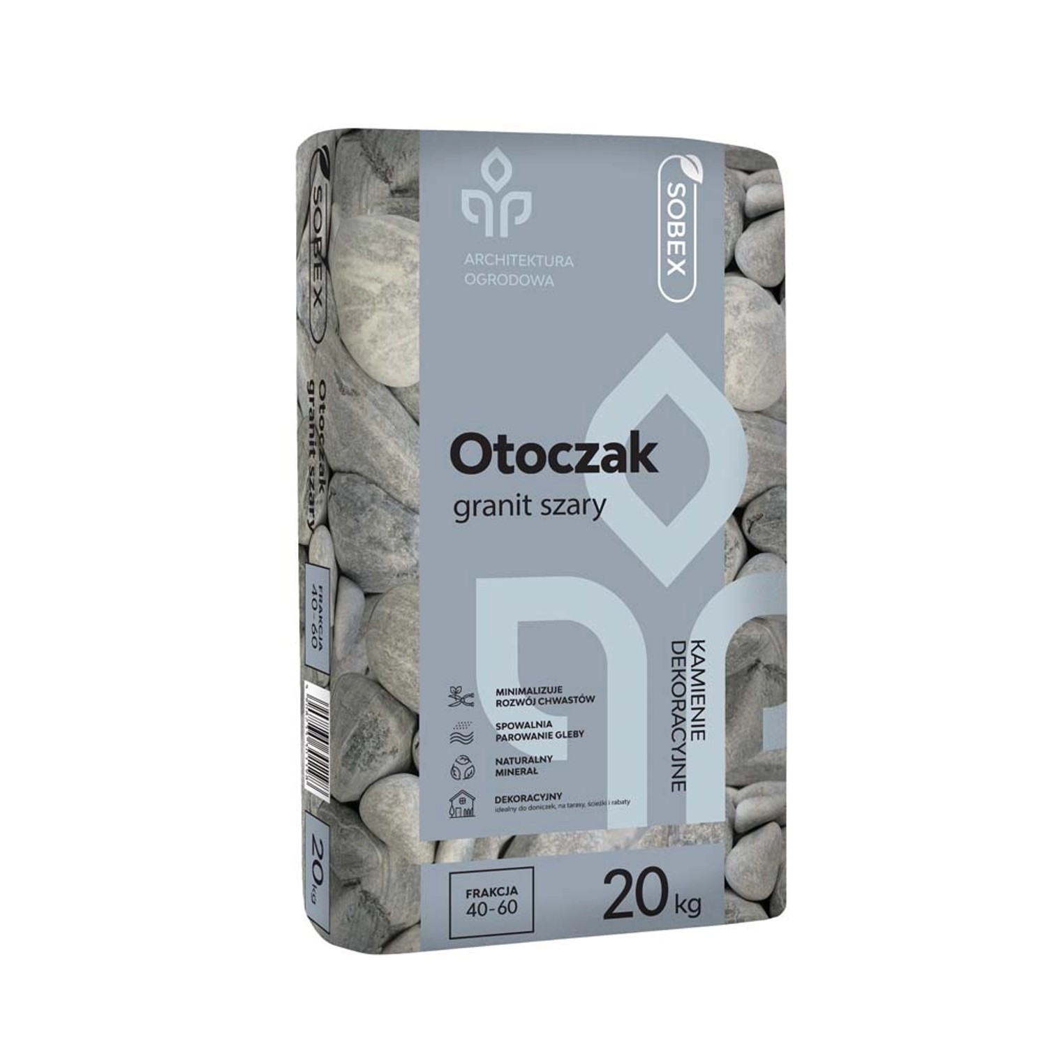 Otoczak granit szary frakcja 40-60 mm - 20 kg
