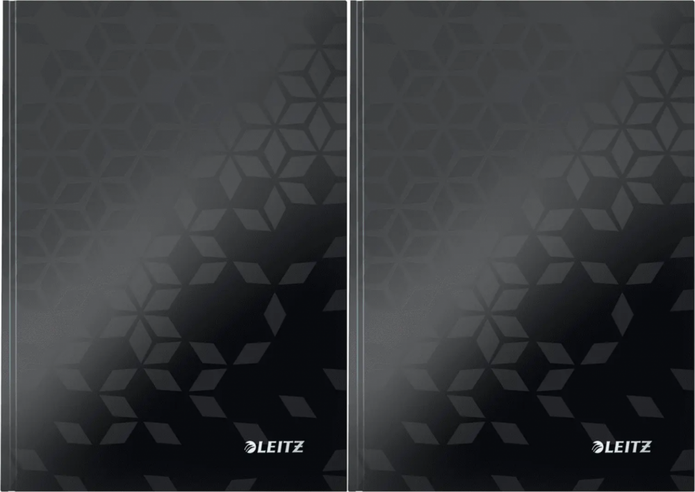 2x Brulion A5 Leitz Wow, w kratkę, 80 kartek, twarda oprawa, czarny