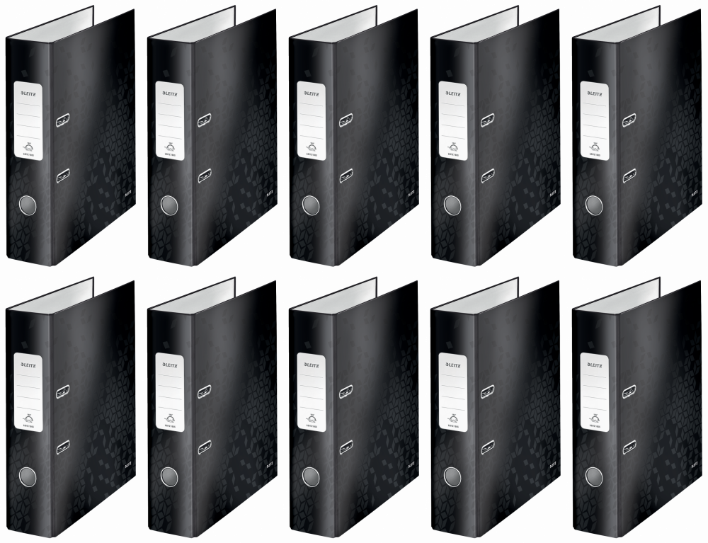 10x Segregator A4 Leitz Wow 180°, 80mm, do 600 kartek, czarny