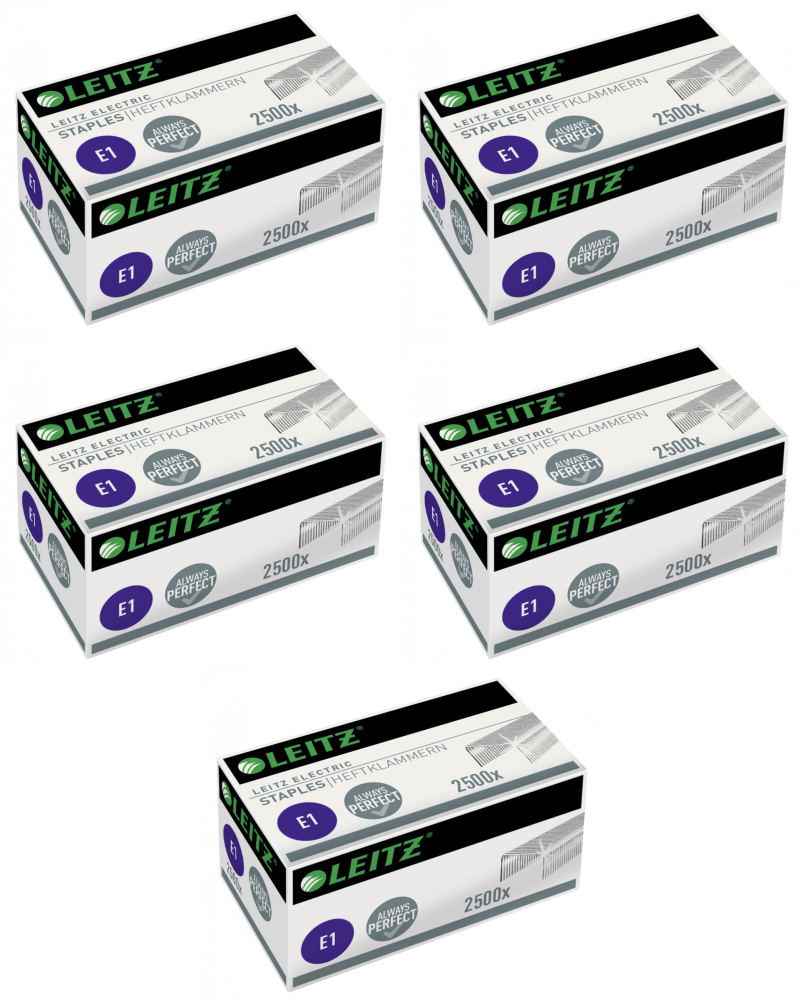 5x Zszywki Leitz electric , typ E1, 2500 sztuk, srebrny