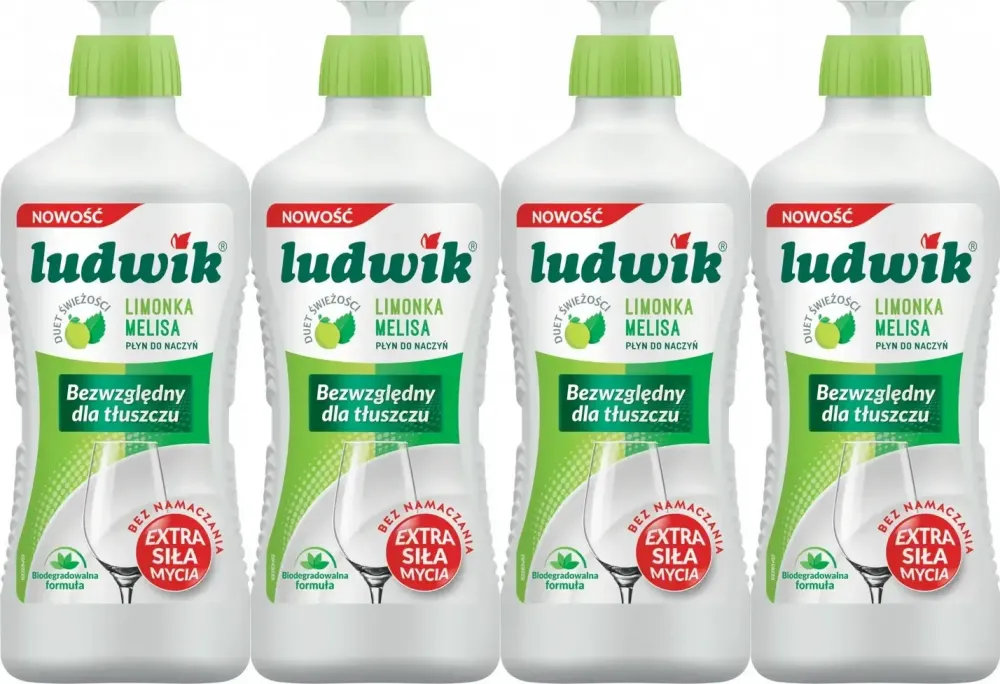 4x Płyn do mycia naczyń Ludwik, limonka z melisą, 900g