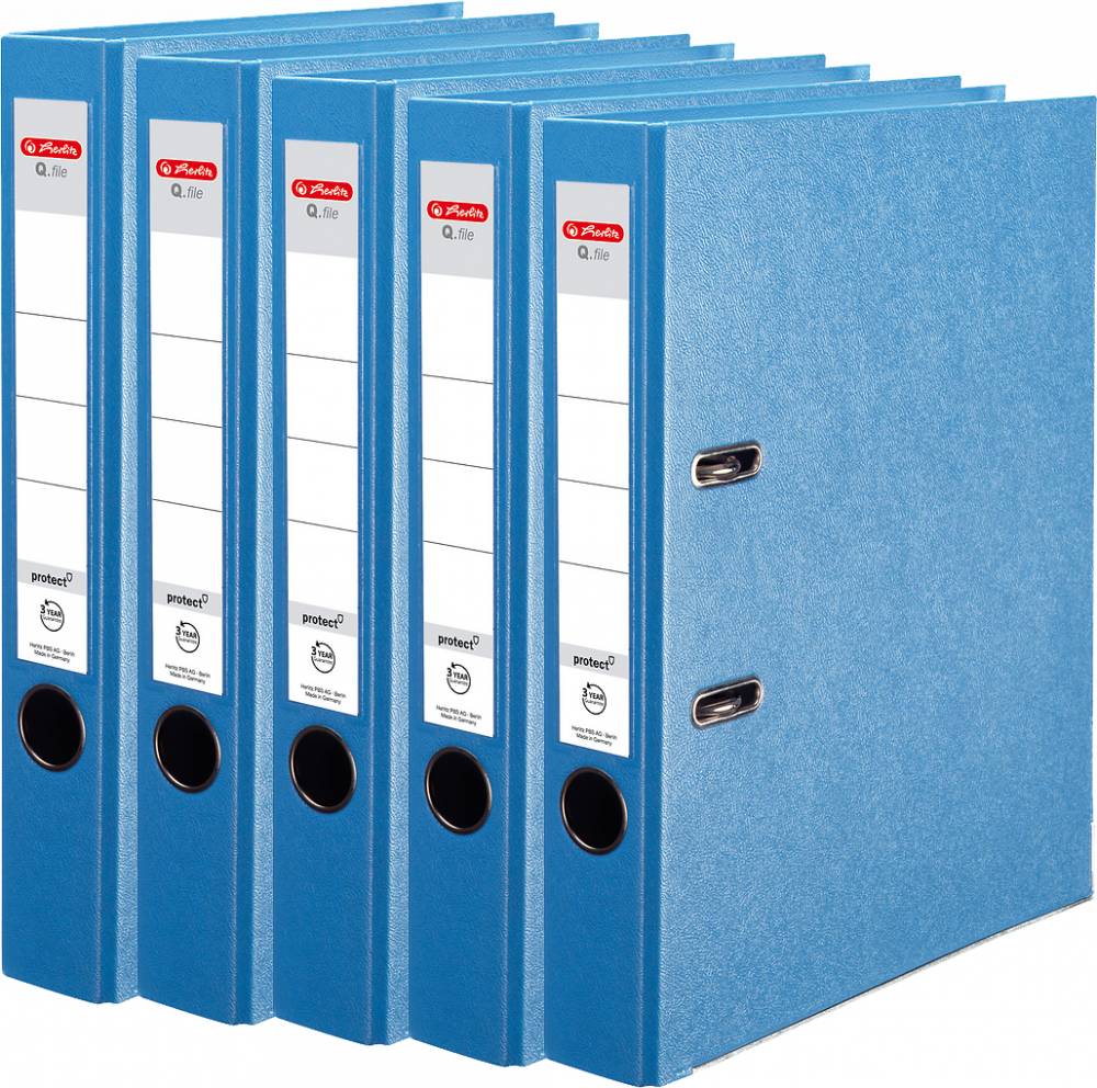 5x Segregator A4 Herlitz Q.file, 50mm, niebieski