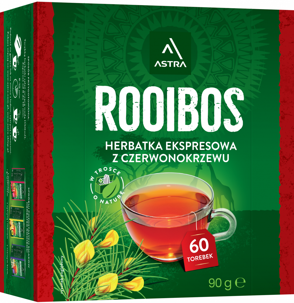 Herbata Rooibos w torebkach Astra, 60 sztuk x 1.5g