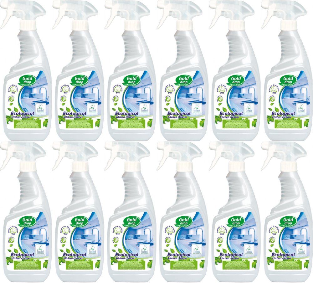 12x Płyn do czyszczenia kuchni Eco Line Gold Drop, z rozpylaczem, 0.75l