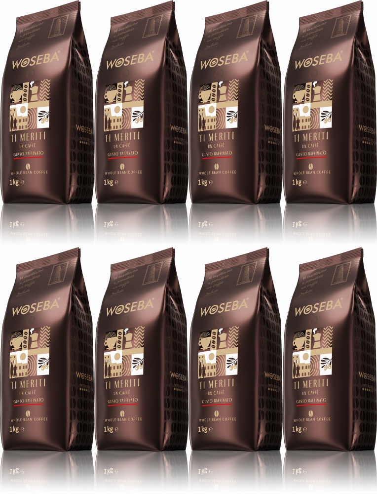 8x Kawa ziarnista Woseba Ti Meriti Gustro Raffinato, 1kg