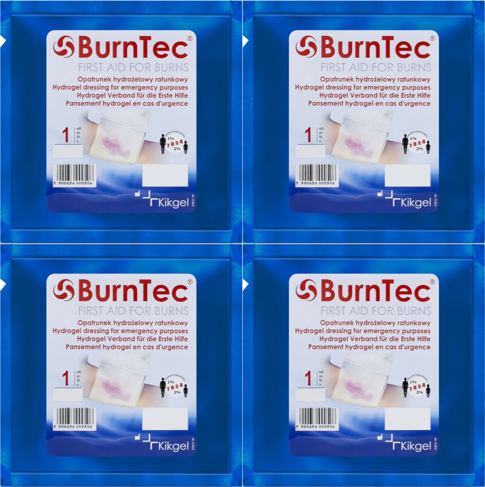 4x Opatrunek hydrożelowy BurnTec, sterylny, 10x10cm