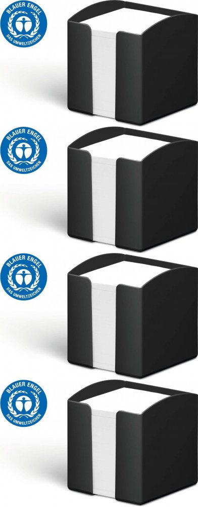 4x Pojemnik z białymi karteczkami Durable Eco, 100x105x100mm, 800 karteczek, czarny