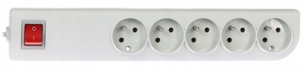 Listwa przeciwprzepięciowa Elgotech, 3m, 5 gniazd, biały