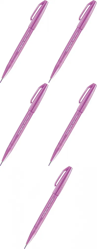 5x Pisak pędzelkowy do kaligrafii Pentel Brush Sign Pen SES15C, 2.07mm, purpurowy