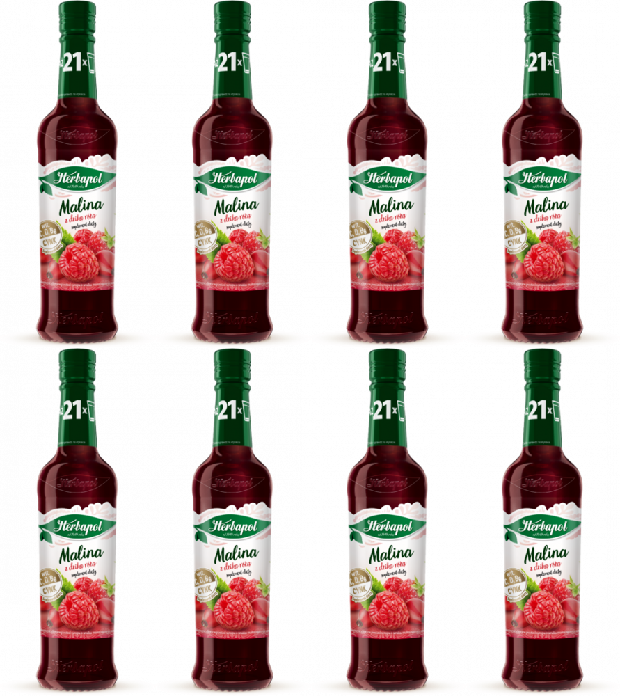 8x Syrop Herbapol Owocowa Spiżarnia, malina z dziką różą, 420 ml