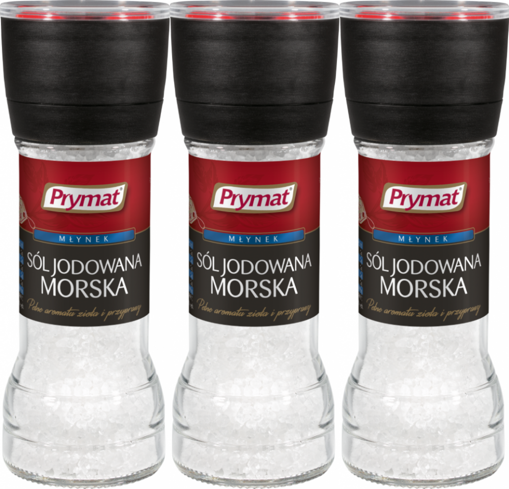 3x Sól morska gruboziarnista Prymat, w młynku, 110g